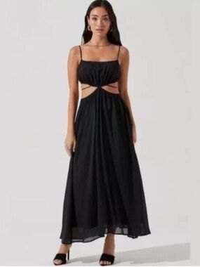 NWOT Astr Black Cutout Maxi Dress with Spaghetti Straps